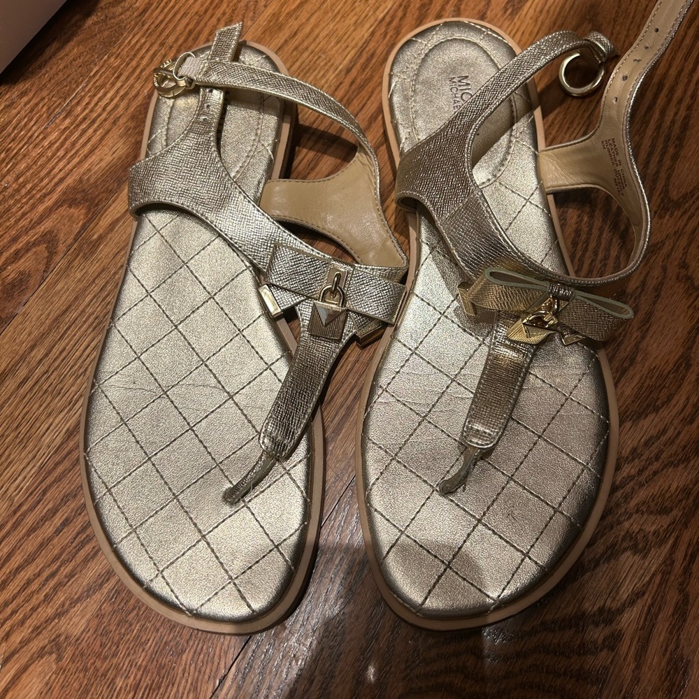 Michael Kors gold sandals worn only twice